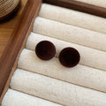 Round Flocked Fabric Stud Earrings In Four Colors For Distinctive Statement Styling view 7