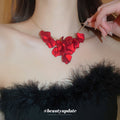 Gold Chain Matte Petal Cluster Necklace Four Colors view 4