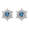 Silver Tone Blue Round Stone And Clear Snowflake Stud Earrings view 5