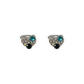 Silver Heart Crystal Ear Cuff Teal Black Zircon Accents view 5