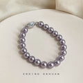 Purple Glass Pearl Bracelets Silver Clasp Four Sizes view 7