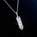 Vertical Baguette Bar Pendant Necklace White Gold Tone view 3