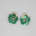 Gold Tone Resin Flower Hoop Earrings in Fifteen Translucent Colors view 12