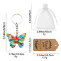 Colorful Floral Butterfly Wooden Keychain With Metal Ring And Chain view 4