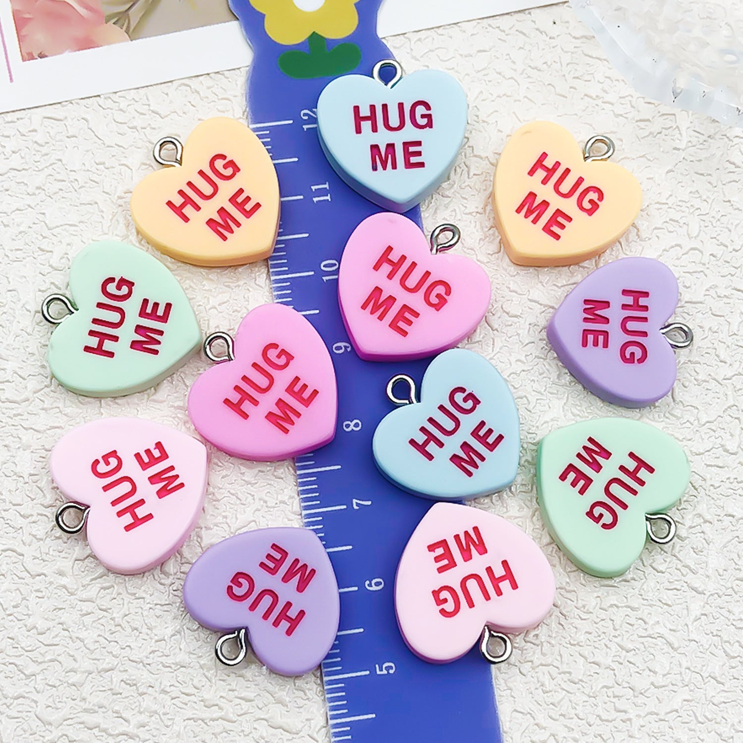 Resin Heart English Letter Tag Charm Pendant for DIY Necklace Earrings Keychain Jewelry