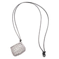 Black Cord Silver Mesh Bag Pendant Necklace Hollow Openwork view 5