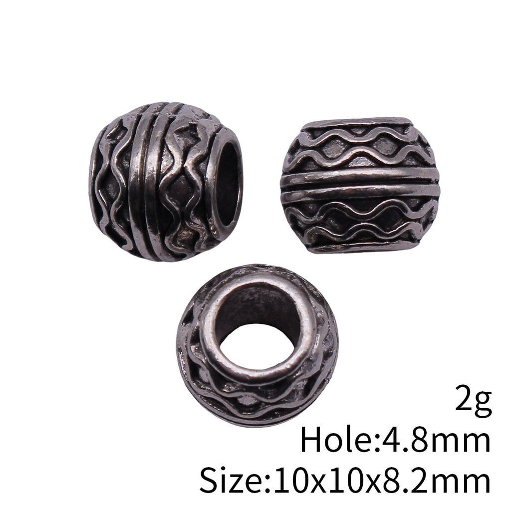 10x10x8.2mm 2g Multicolor Zinc Alloy Wave Texture Large Hole Spacer Beads for Bracelet Jewelry Making