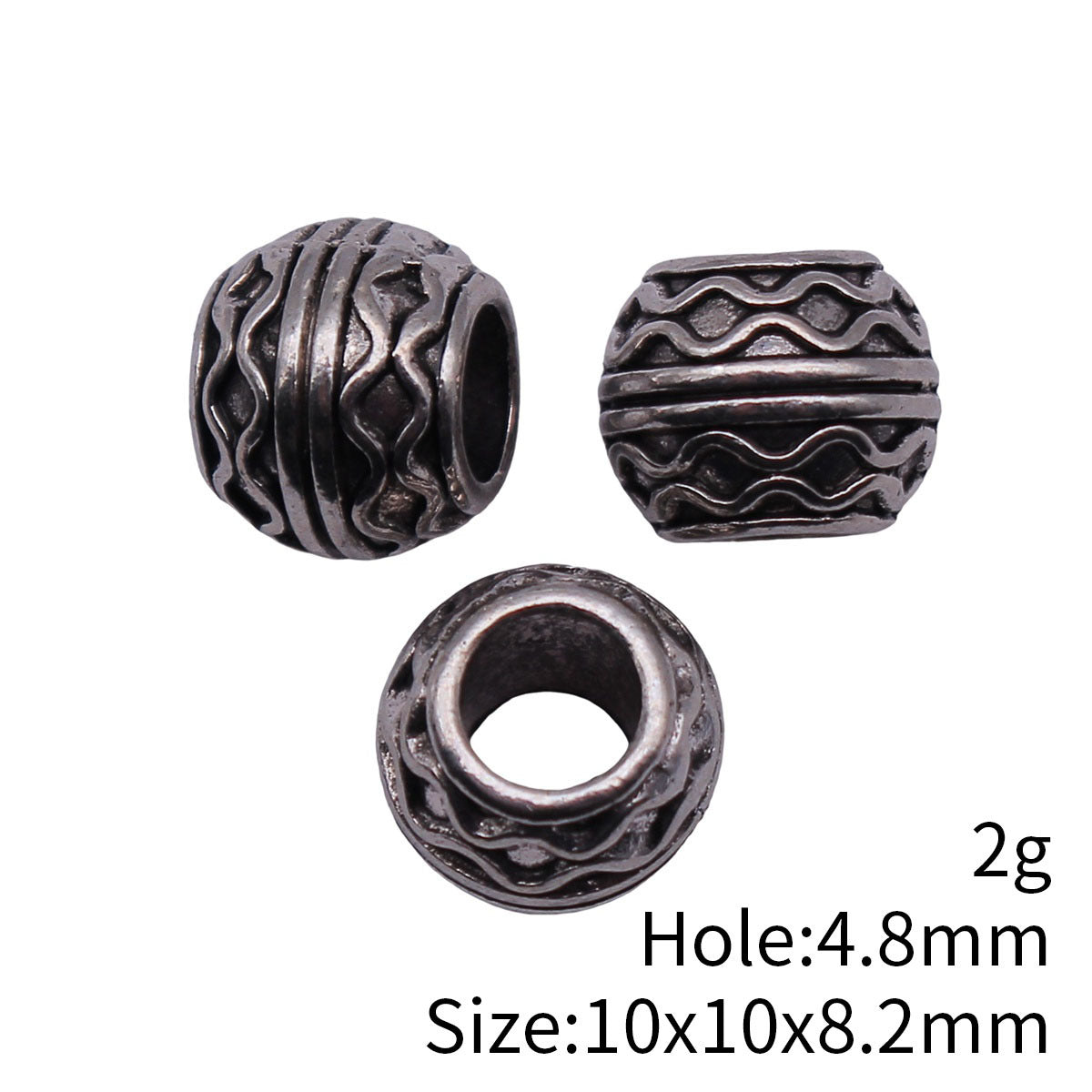 10x10x8.2mm 2g Multicolor Zinc Alloy Wave Texture Large Hole Spacer Beads for Bracelet Jewelry Making