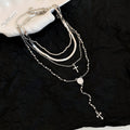 Layered Cross Necklace Sets in Silver and Gold Tone view 6