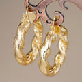 Irregular Wavy Hoop Earrings in Gold-Tone Metal Jewelry view 3