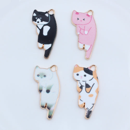 Black Cat, Mint Cat, Pink Cat long cat enamel charms in image 2, shown in an alternate angle or finish view