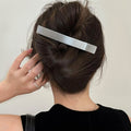 Long Rectangular Brushed Metal Duck Bill Hair Clips view 2