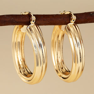 Triple Band Hoop Earrings in Gold-Tone Metal Jewelry