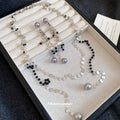 Silver Sequin Crystal Pearl Multi Strand Necklace Stud Set view 4