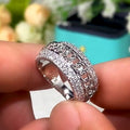 Silver-Tone Cuban Chain Finger Ring With Pave Cubic Zirconia view 3