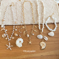 Gold Shell Pearl Beach Necklaces and White Shell Bracelet view 4