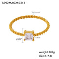Twisted Square Solitaire Ring in Gold Tone Sizes Six to Eight view 6