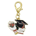 Enamel Grad Cap Books Bouquet Lobster Clasp Keychain view 5