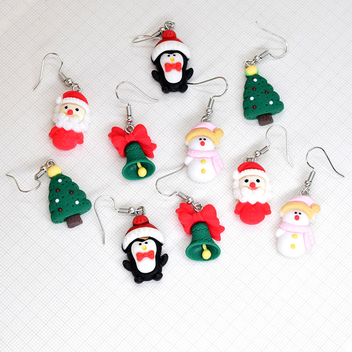 Resin Christmas Bell Penguin Tree Santa Snowman Earrings