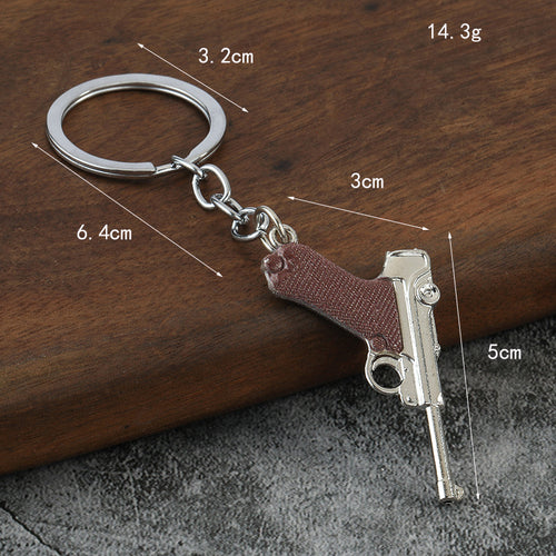 Mini Ruger P08 Alloy Pistol Model Keychain Pendant 5cm