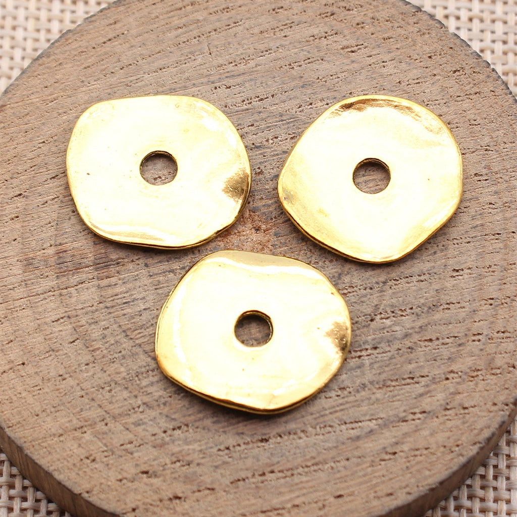 18x18mm 1.6g Multi-Color Zinc Alloy Wavy Round Disc Spacer Beads for DIY Bracelet Making