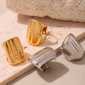 Wide Open Wave Ridged Statement Ring Gold Or Steel Tone view 3