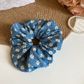 Blue White Floral Embroidered Fabric Scrunchie 3 Styles view 7