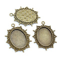 Ornate Oval 18x25mm Cabochon Pendant Trays in Two Finishes view 3