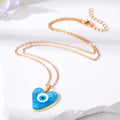 Gold Tone Heart Resin Evil Eye Pendant Necklaces in Five Colors view 2