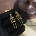 Antique Gold and Silver Jointed Skeleton Stud Earrings view 3