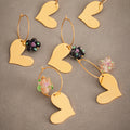 Gold Stainless Heart Hoop Earrings Plain Black Clear Resin Flower view 4