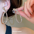 Polished Open Teardrop Crossover Stud Earrings Fashion Jewelry view 3