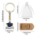 Navy Grad Cap Open Book Enamel Keychain Gold Ring Chain view 2