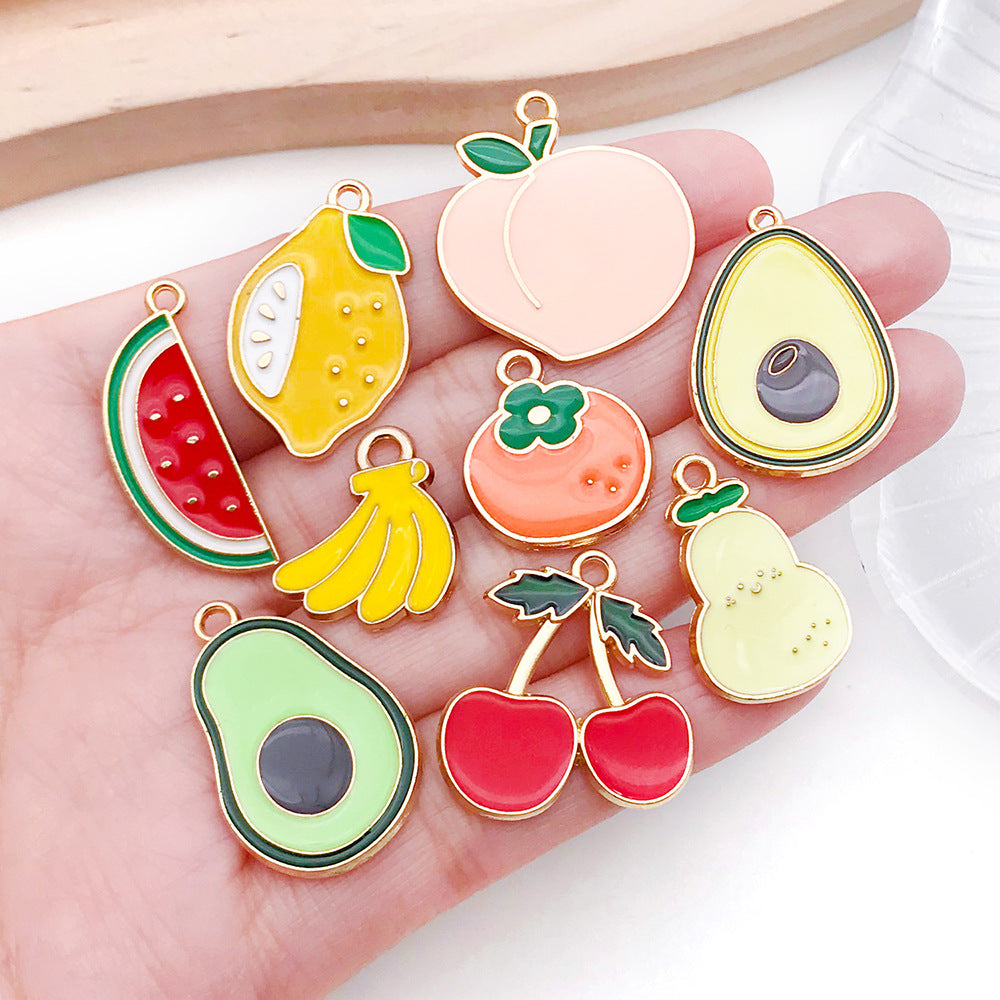Enamel Zinc Alloy Pineapple Strawberry Cherry Apple Watermelon Charm Pendant for DIY Jewelry