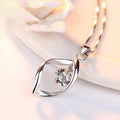 Silver Tone Twisted Teardrop Necklace With Clear Round Stone view 3