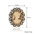 Blue Silver Tone Woman Portrait Crystal Two Designs Metal Brooch Pin view 2