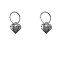 Silver Mini Huggie Hoop Smooth Heart Charm Drop Earrings view 5