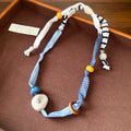 Fabric Scarf Wood Acrylic Bead Necklace Three Styles view 8