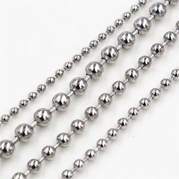 Silver Tone Stainless Steel Ball Chain in Four Bead Sizes