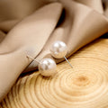 Classic White Pearl Look Round Stud Earrings in Two Sizes view 4