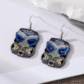 Silver Tone Printed Acrylic Large Face Mask Hook Earrings in Four Colors view 3