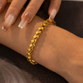 Gold Geometric Cube Link Chain Necklace And Bracelet Set view 3
