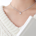 Full CZ Tennis Necklace Round Solitaire Pendant Drop view 6