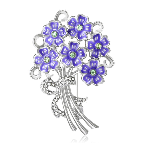 Angled display of Floral Enamel Hydrangea Bouquet brooch