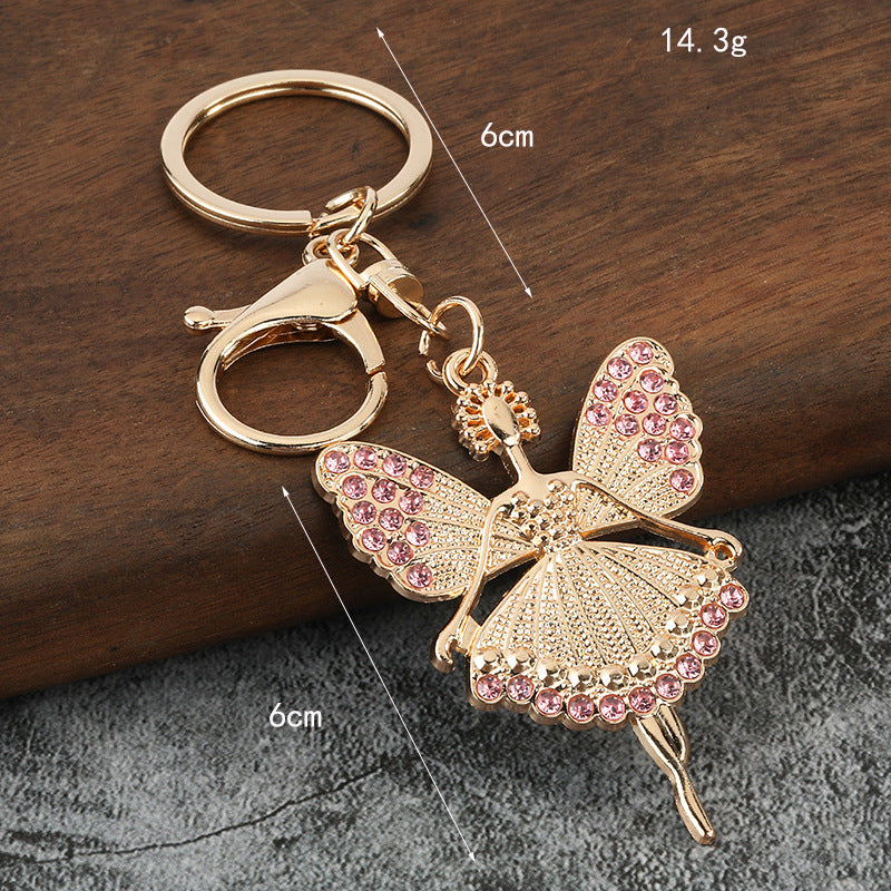 Rhinestone Angel Girl Zinc Alloy Keychain Gift Accessory