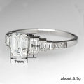 Emerald-Cut Clear Solitaire Graduated Baguette Ring Silver Tone view 5