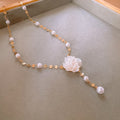 Gold Multi Strand Resin Flower Pearl Branch Choker Necklace view 6
