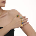 Gold Dome Pave Cocktail Ring Turquoise White Blue Emerald Pink view 1