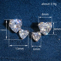 Silver Double Heart Clear CZ Stud Earrings Pair Design view 4