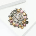 Multicolor Crystal Open Circle Brooch With Floral Clusters view 4